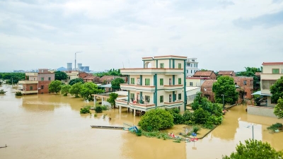 蘆苞、西南水閘開閘分洪